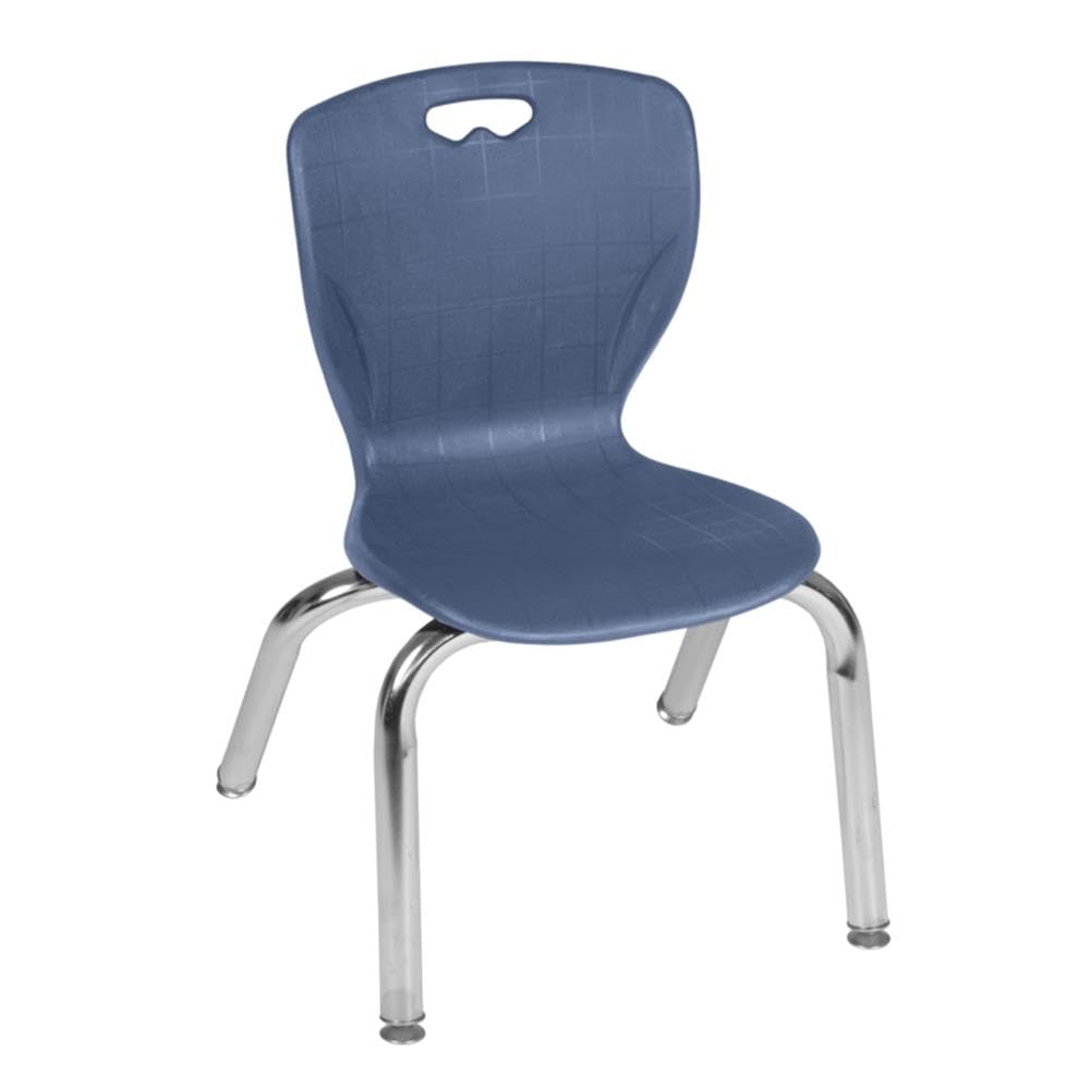 36" Square Mobile Table with 4 Blue Stack Chairs M3812