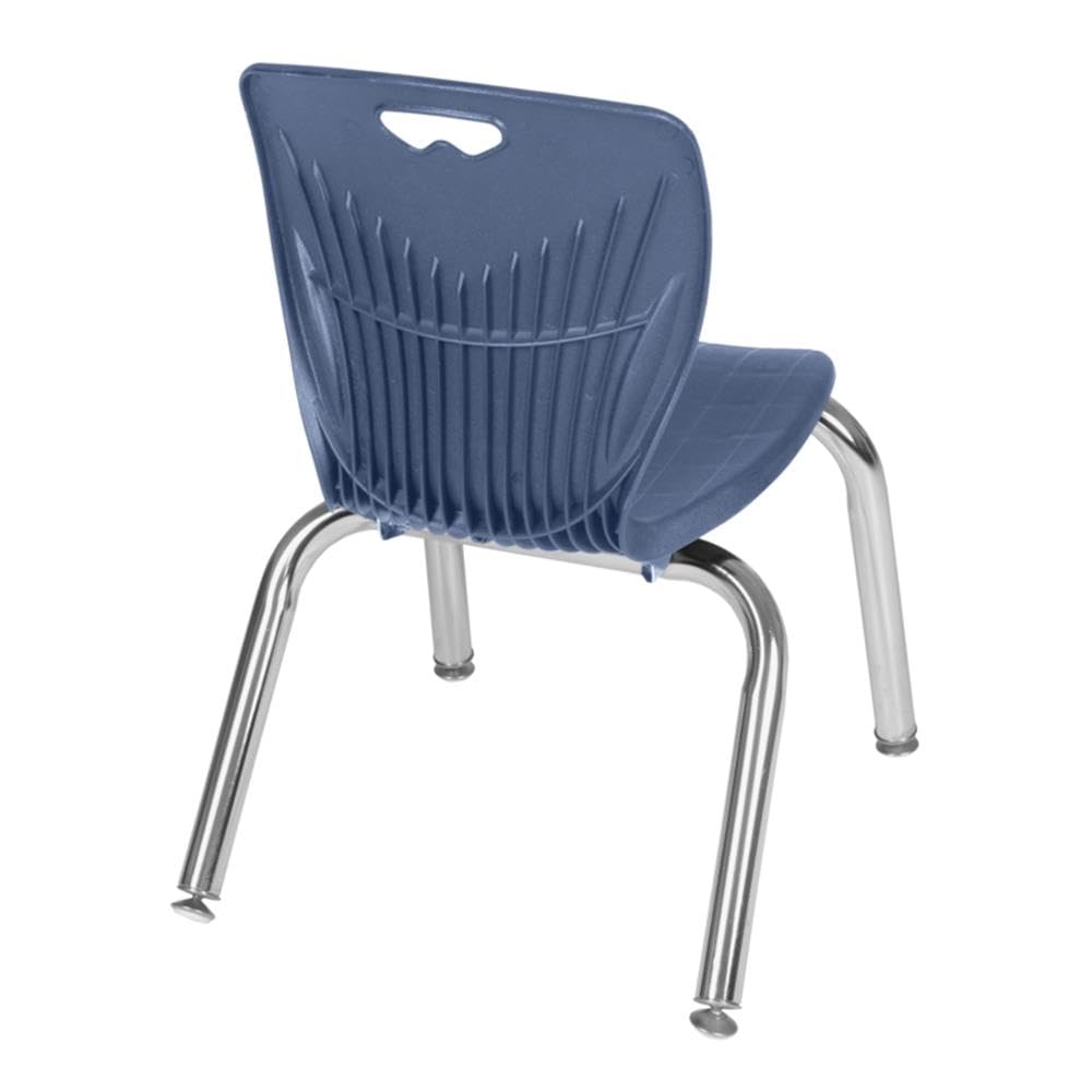 36" Square Mobile Table with 4 Blue Stack Chairs M3812