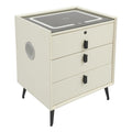 Beige White Smart LED Nightstand with USB Charging R194068