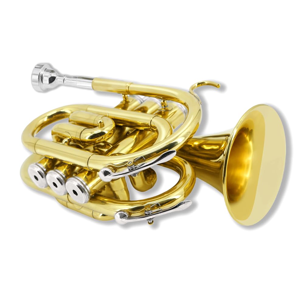 Bb Flat Brass Pocket Trumpet with 7C Mouthpiece Q525110