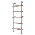 5 Tier Solid Wood Industrial Pipe Ladder Shelf H3373