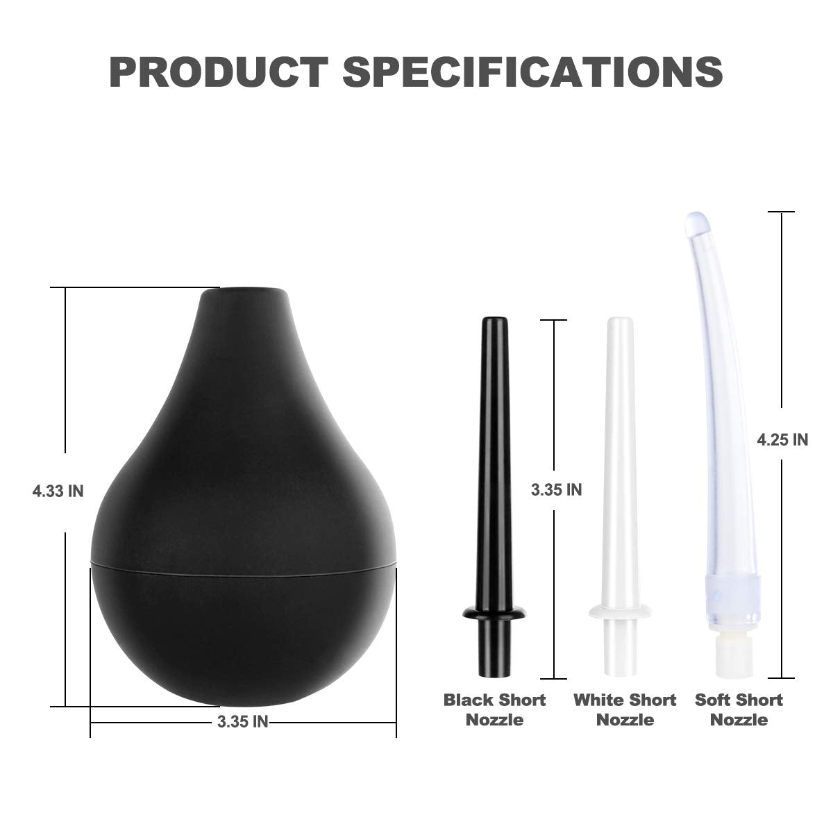 Enema Bulb Anal Douche Kit with 3 Nozzles 4 Piece Set U69164