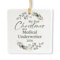 Ceramic 3-inch Square-Shaped Botanical Wreath Ornament U229