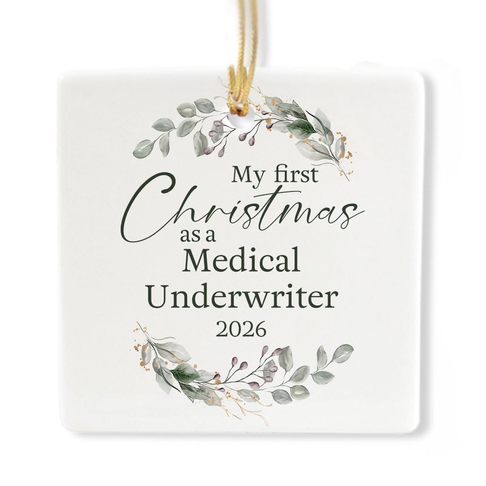 Ceramic 3-inch Square-Shaped Botanical Wreath Ornament U229