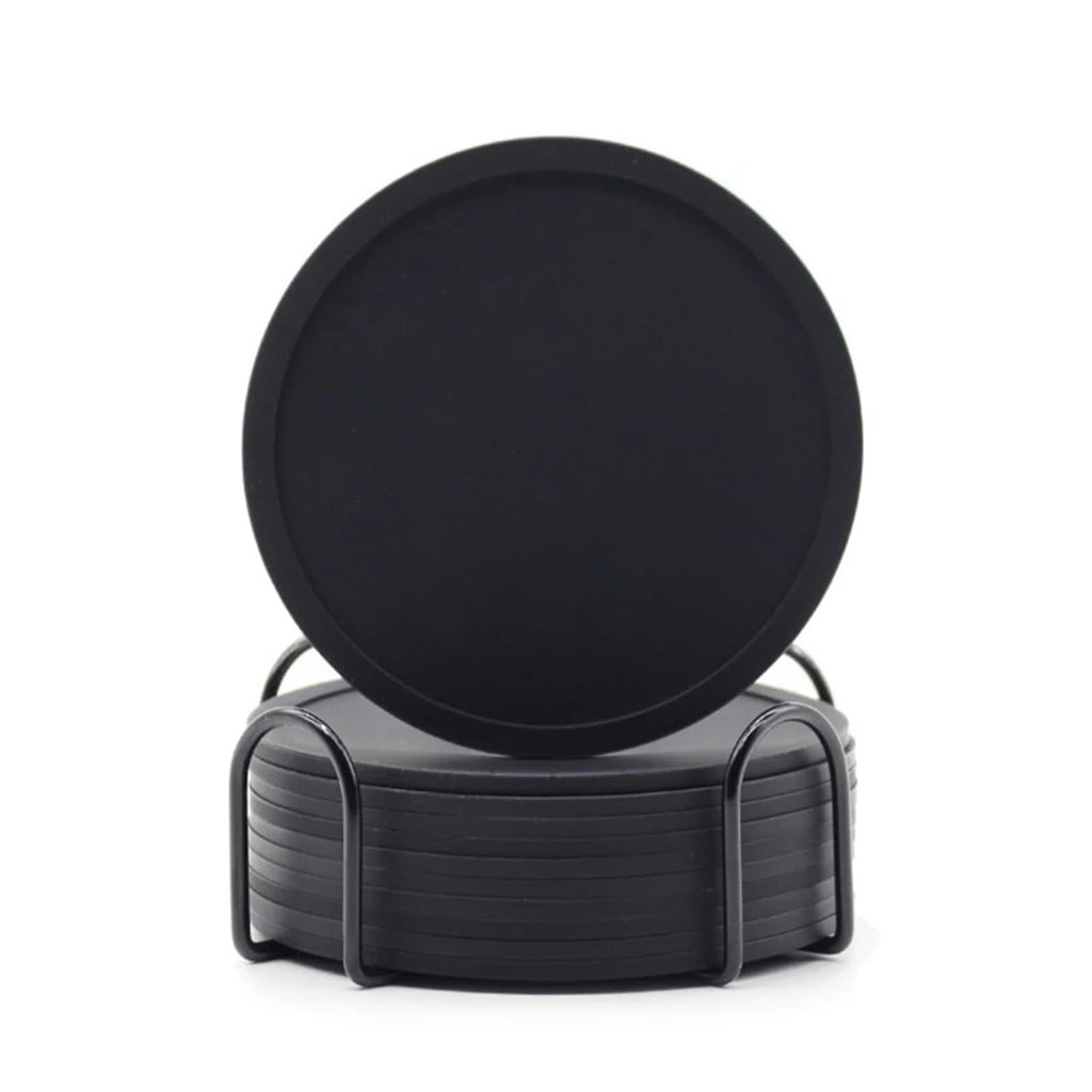 32 Pc Black Silicone Coasters B346368
