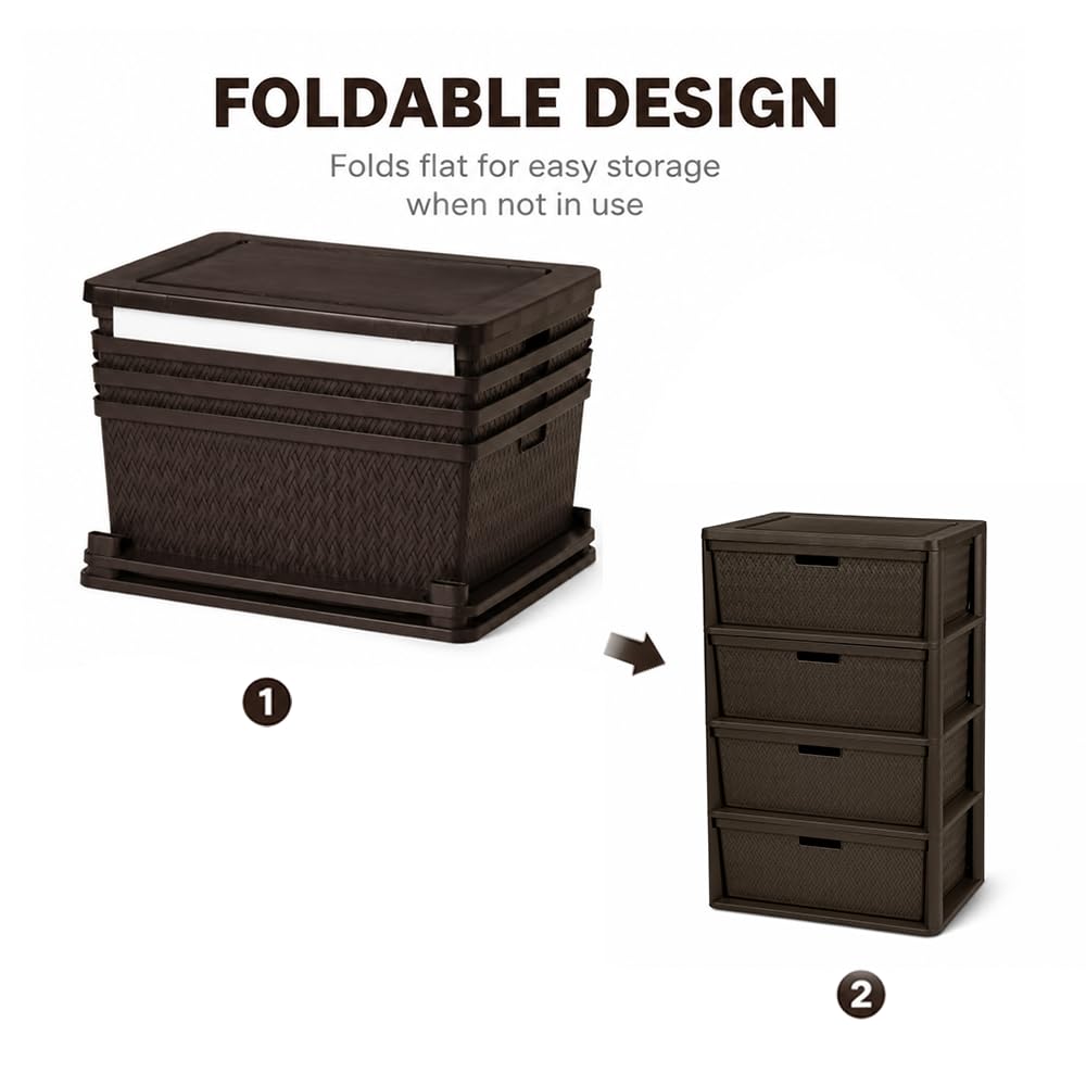 Brown 4 Drawer Plastic Dresser P1368