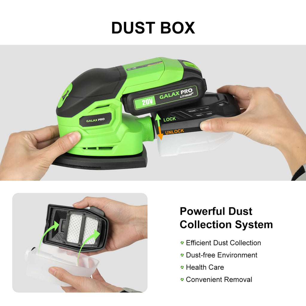 Cordless Detail Sander 2.0Ah Battery, 20 Pcs Sandpapers P59190