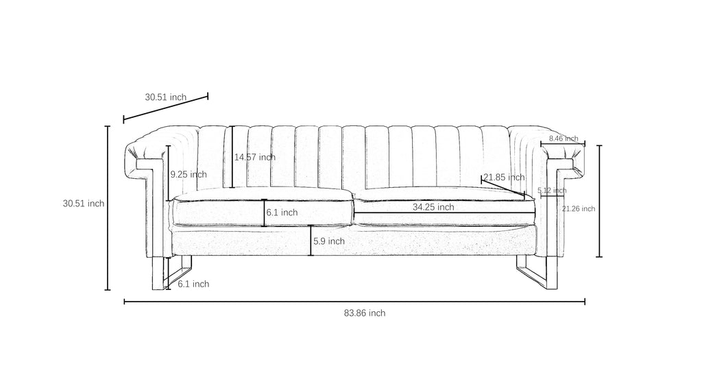 Channel Tufted Velvet Sofa J670394