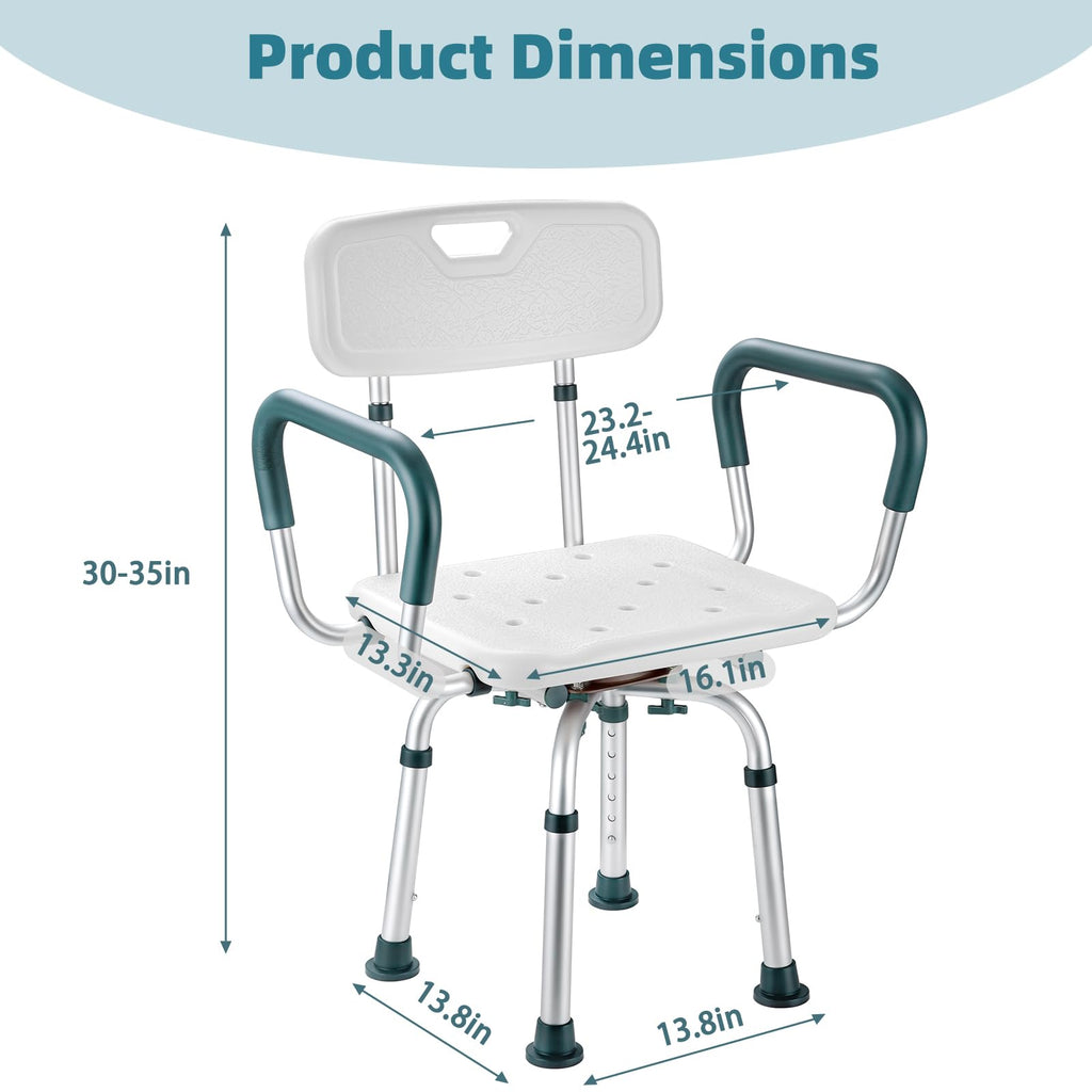 Heavy Duty Swivel Shower Chair with Arms and Back T155992