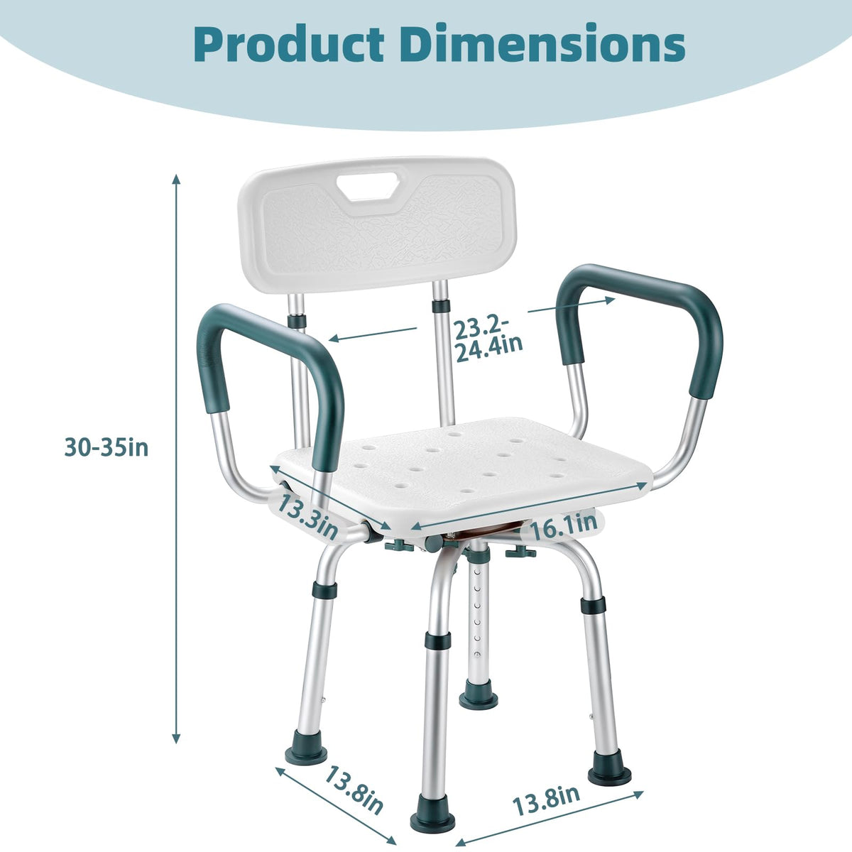 Heavy Duty Swivel Shower Chair with Arms and Back T155992