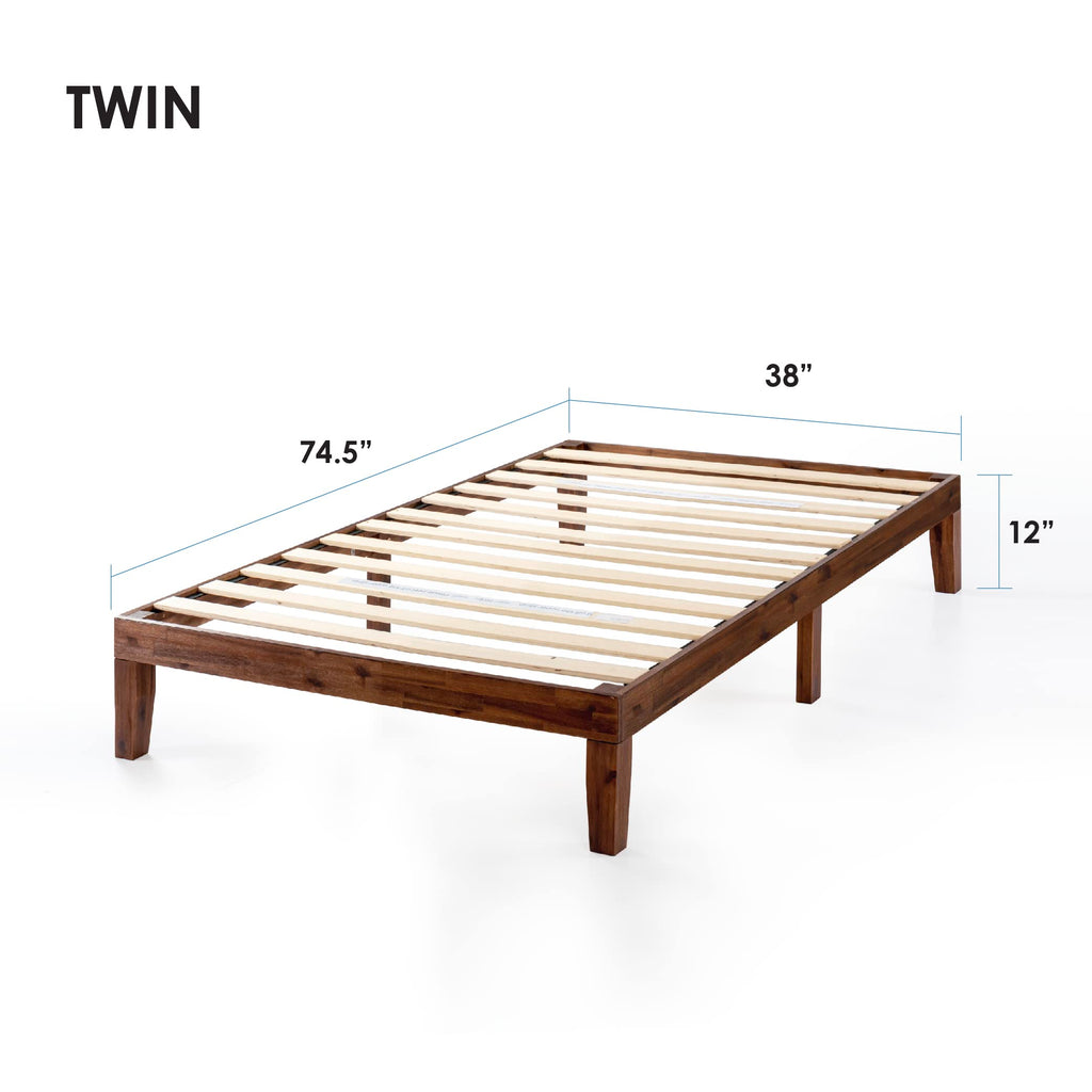 12-Inch Solid Wood Platform Bed, Twin, Espresso Q779