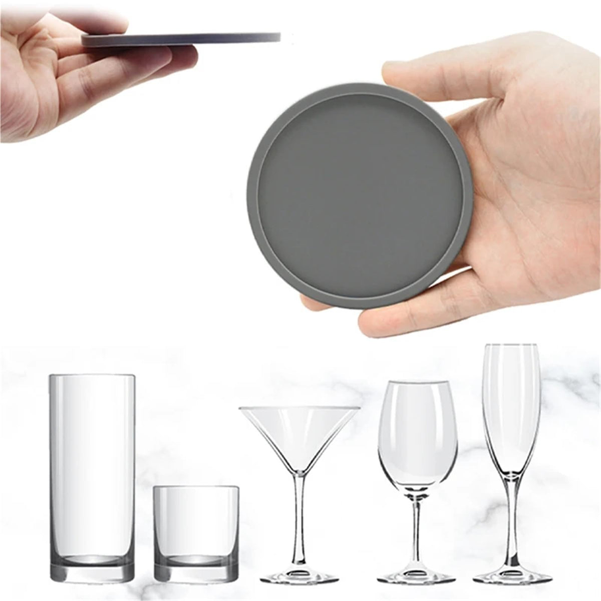 32 Pc Black Silicone Coasters B346368