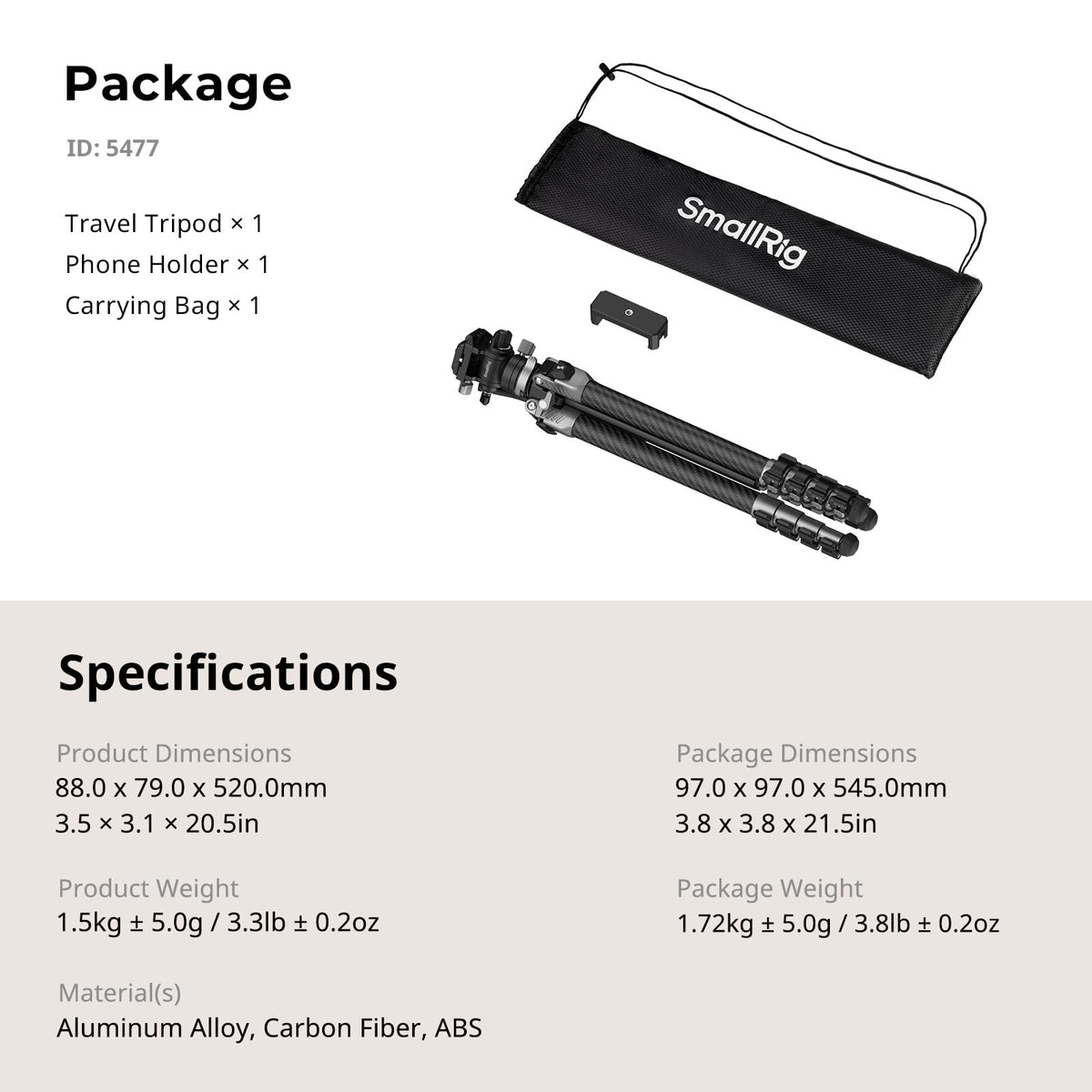 Carbon Fiber Video Tripod with Fluid Head W275539