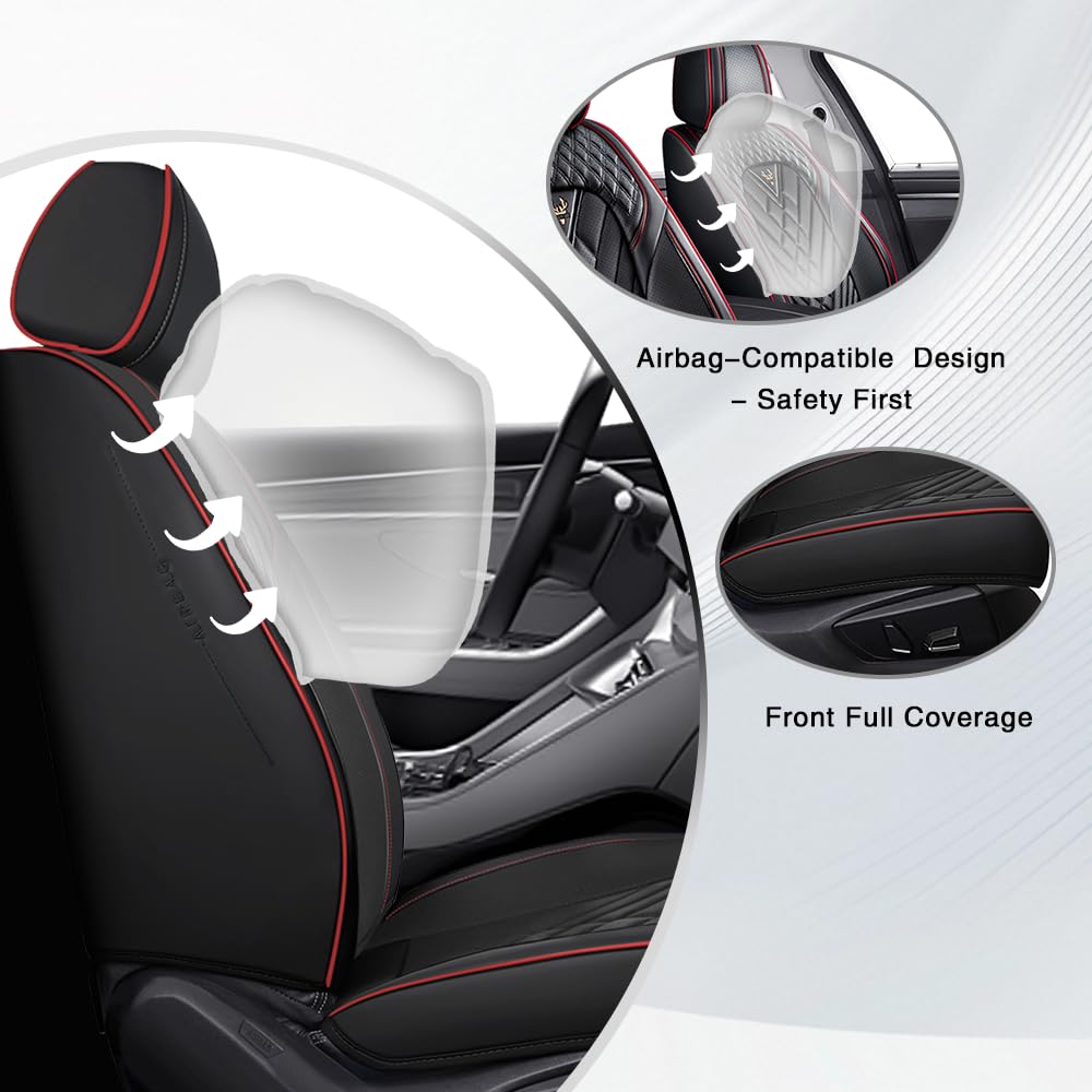 Toyota Tundra Seat Covers Nappa Leather 5 Seats Black Red V688