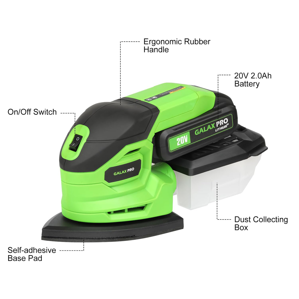 Cordless Detail Sander 2.0Ah Battery, 20 Pcs Sandpapers P59190