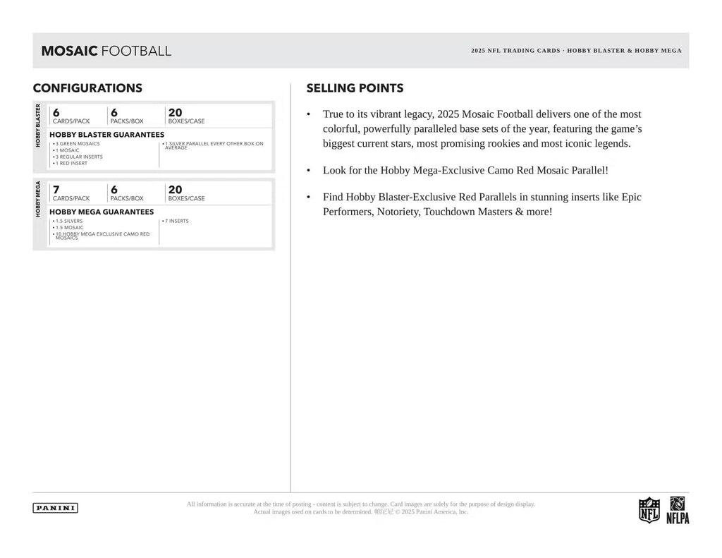 2025 Mosaic Football Trading Card Box X55213