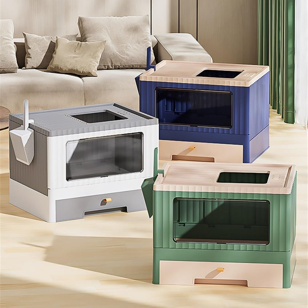 Foldable Cat Litter Box with Lid & Scoop Z7580