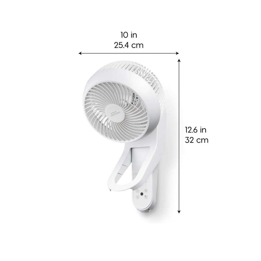 Wall Mount Fan with Remote, 360° Oscillation, 3 Speeds, White F954979