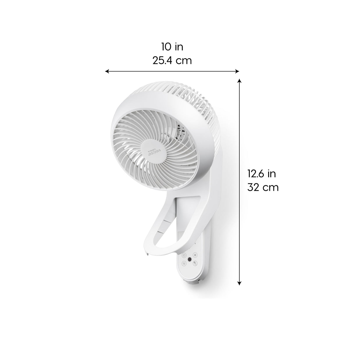 Wall Mount Fan with Remote, 360° Oscillation, 3 Speeds, White F954979