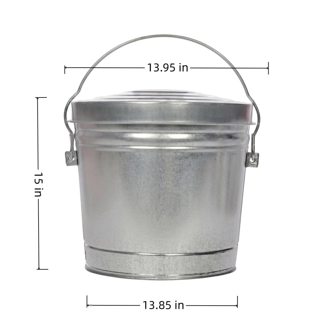 6 Gal Galvanized Steel Locking Lid Trash Can R3038
