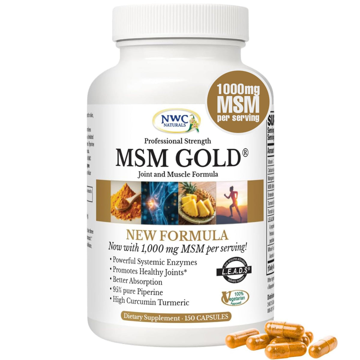 MSM Supplement 1,000 mg 150 Capsules E931