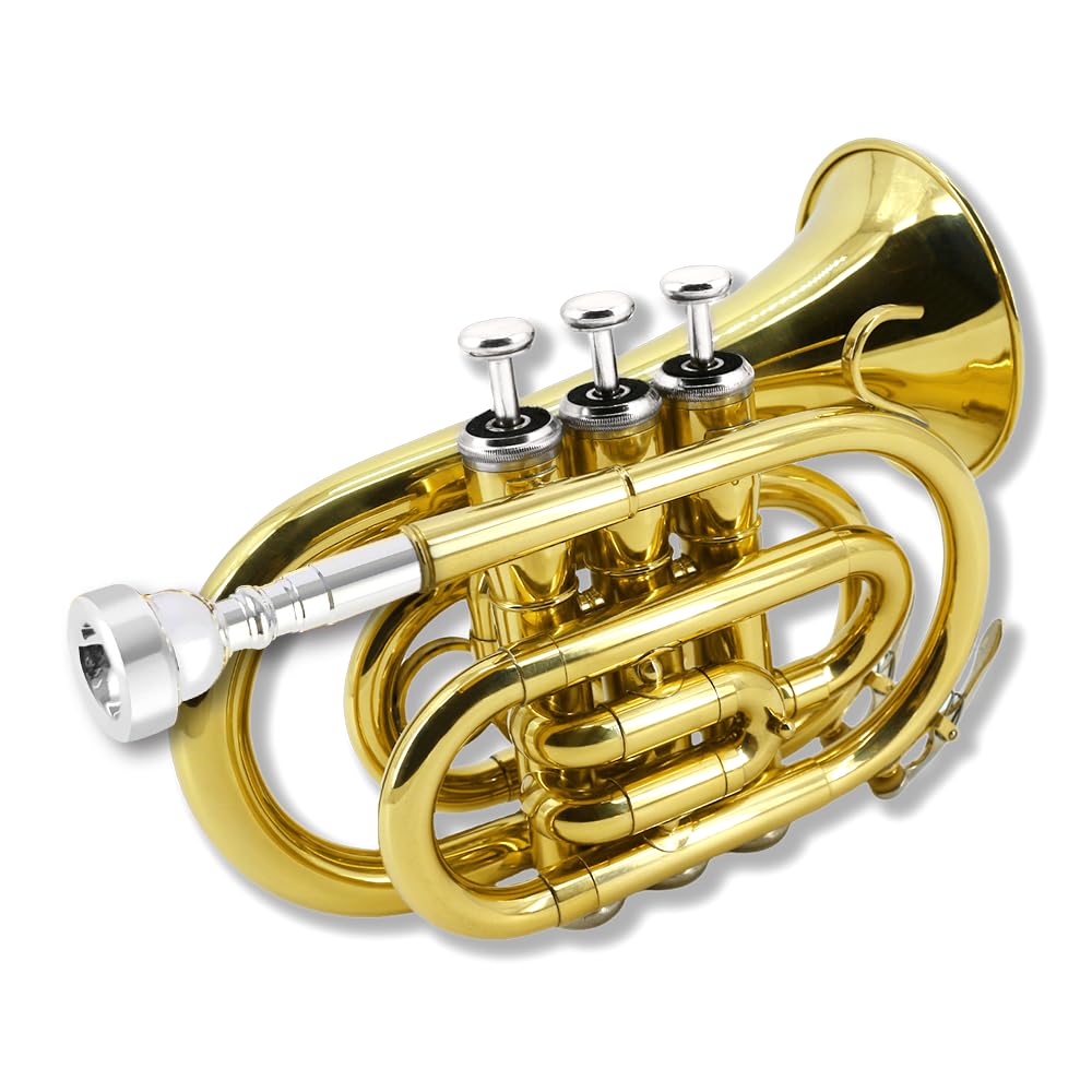 Bb Flat Brass Pocket Trumpet with 7C Mouthpiece Q525110