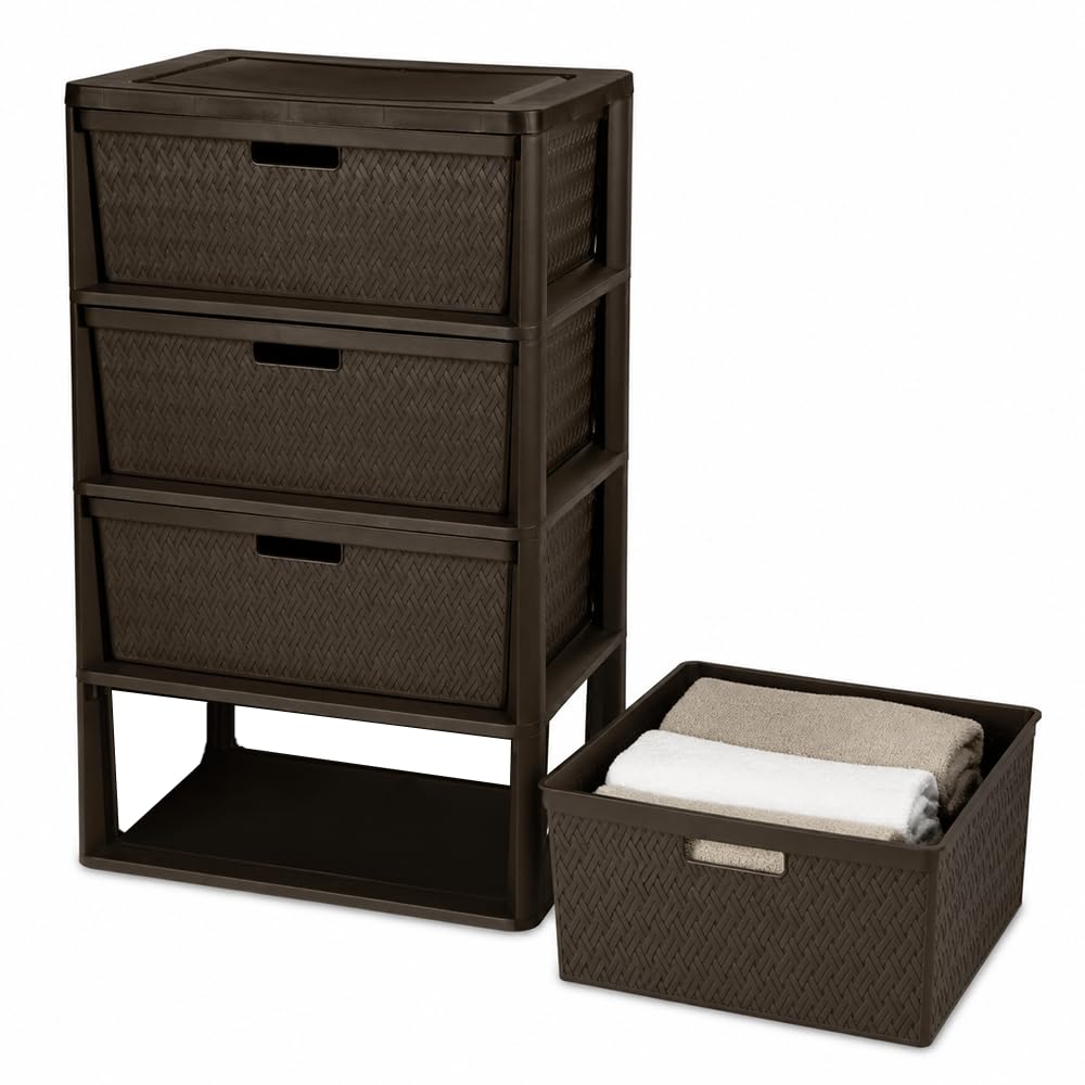 Brown 4 Drawer Plastic Dresser P1368