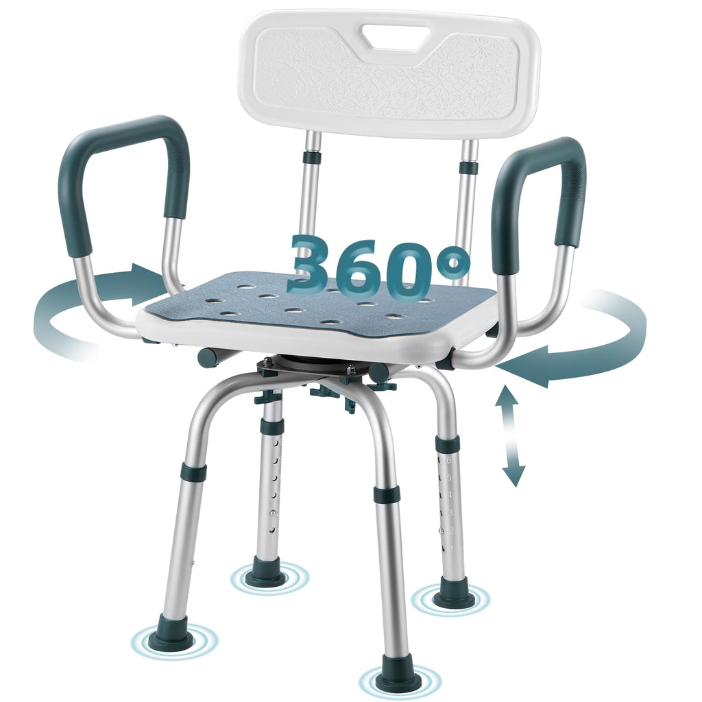 Heavy Duty Swivel Shower Chair with Arms and Back T155992