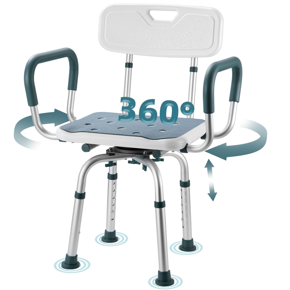 Heavy Duty Swivel Shower Chair with Arms and Back T155992
