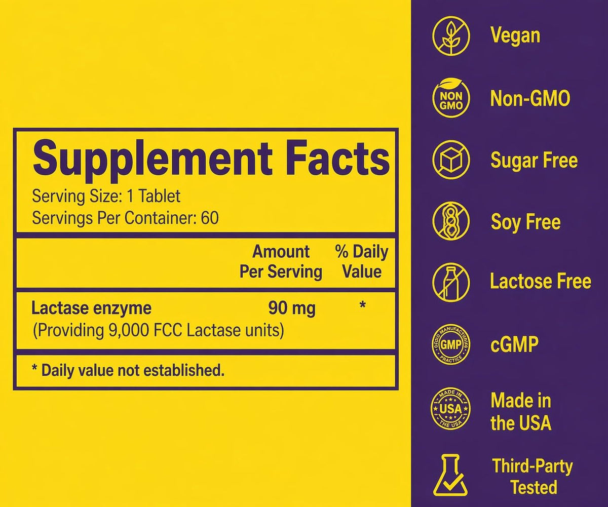 Lactase Enzyme Tablets 60 Tablets M5026