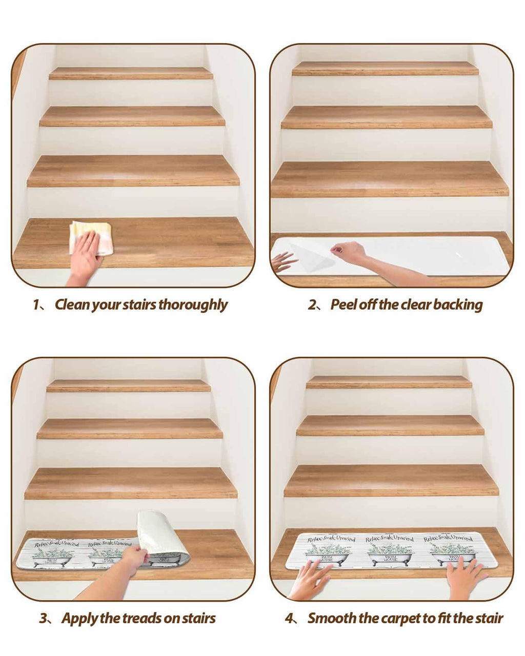 Eucalyptus Leaves 15 Pack Non Slip Stair Treads 8x30 inch N8155