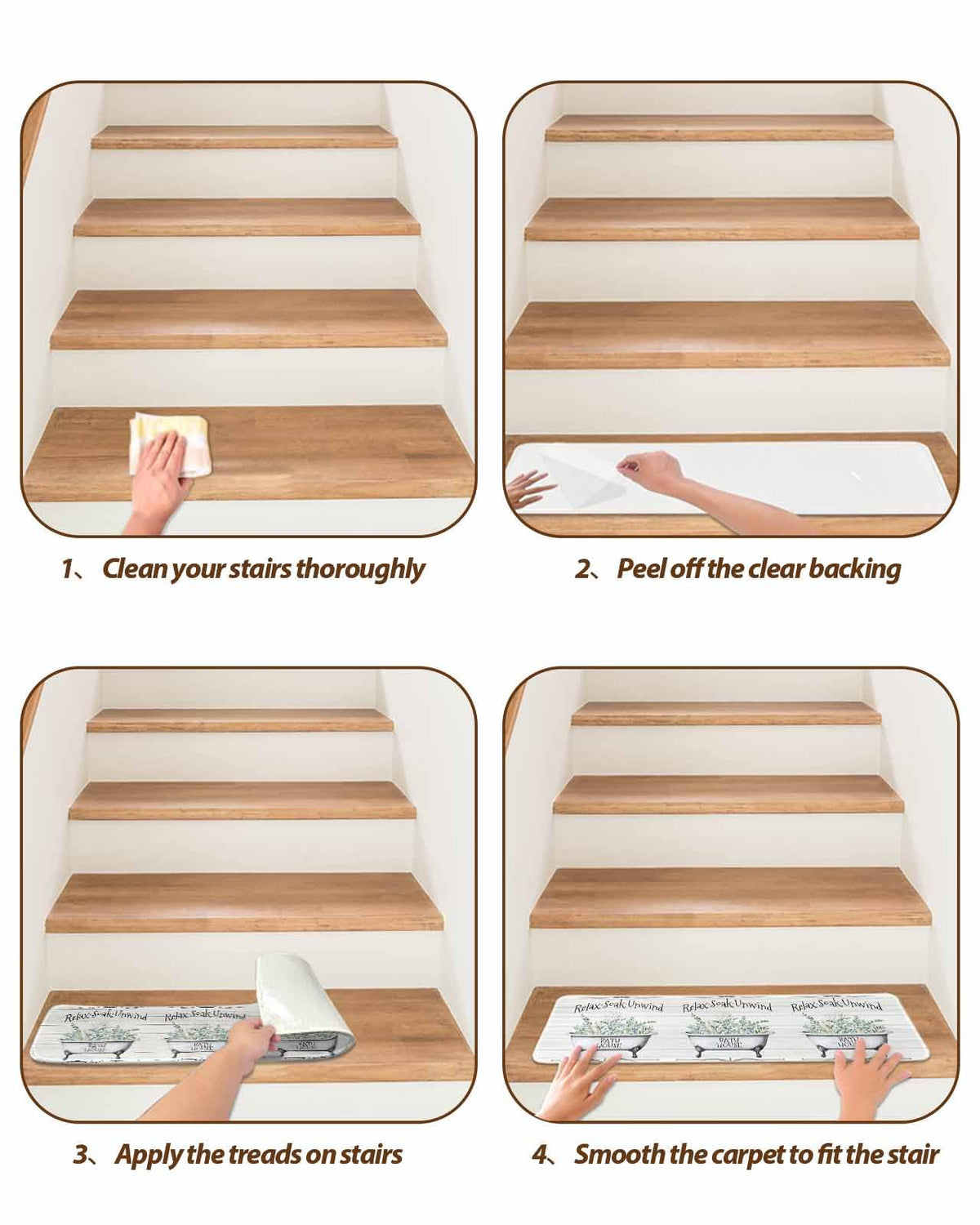 Eucalyptus Leaves 15 Pack Non Slip Stair Treads 8x30 inch N8155