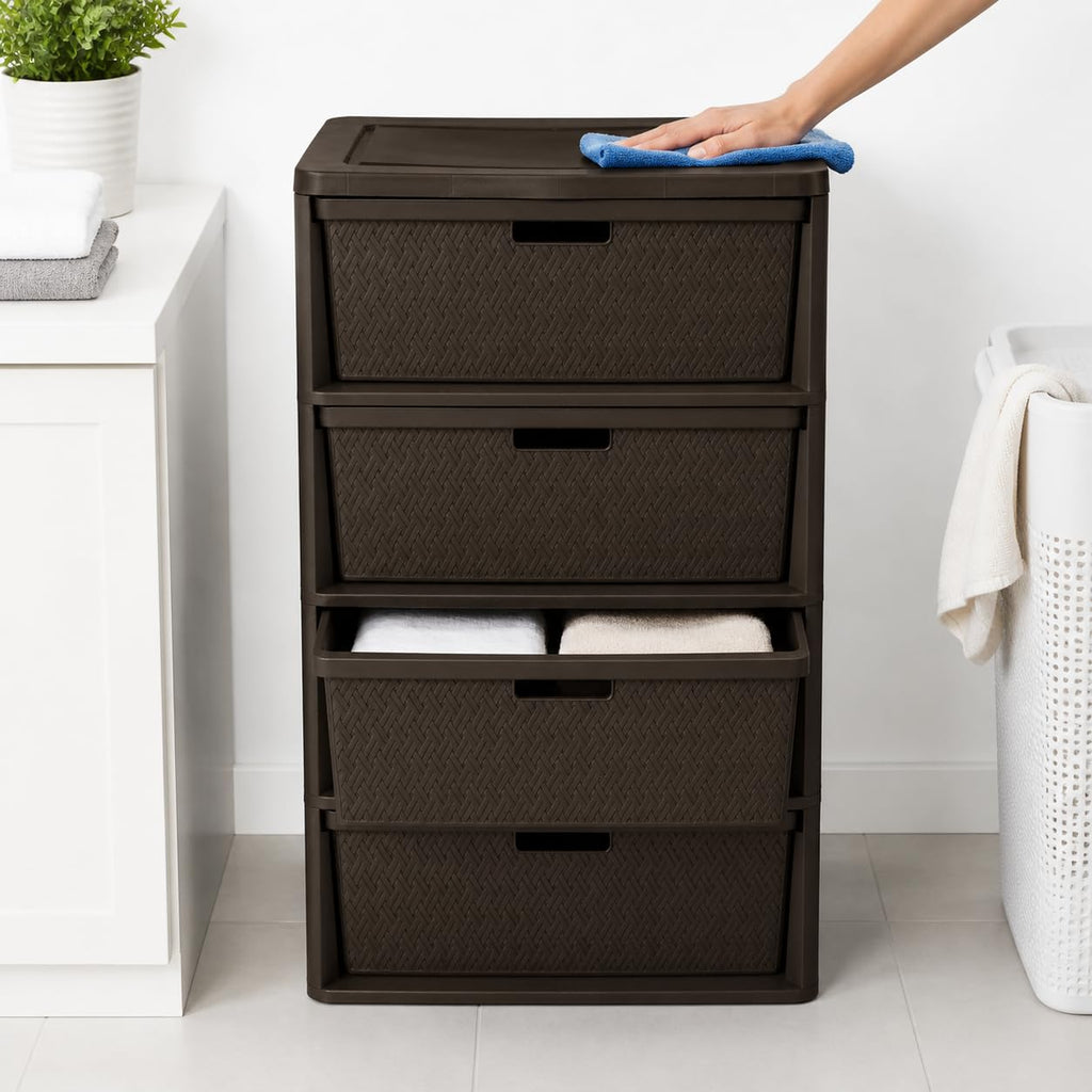 Brown 4 Drawer Plastic Dresser P1368