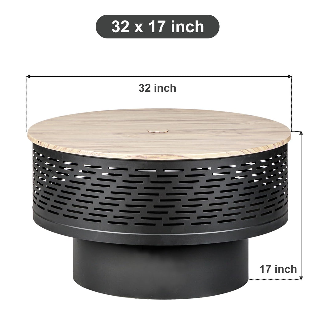 32 Inch Wood Burning Fire Pit with Grill & Lid C607