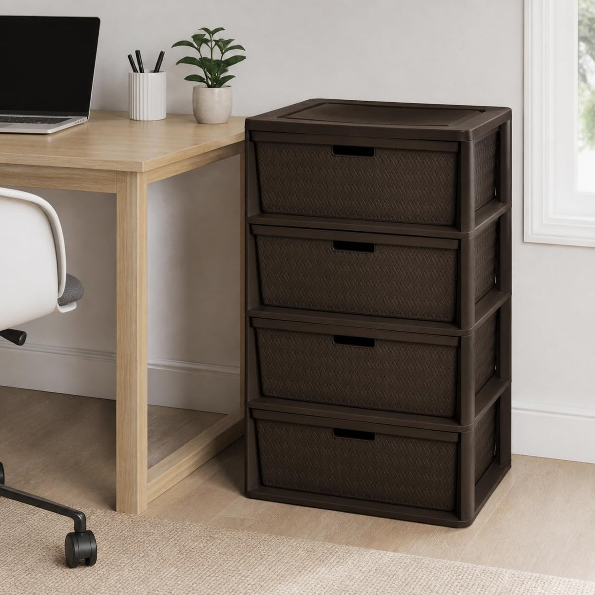 Brown 4 Drawer Plastic Dresser P1368