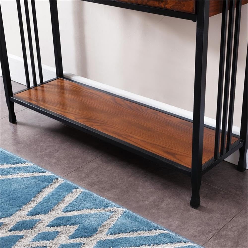 Industrial Wood Console Table with 2 Drawers and Storage Shelf Q154444