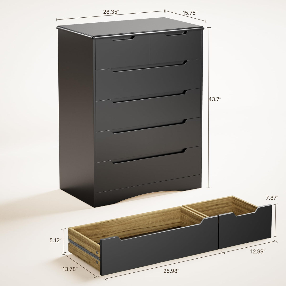 Black 6 Drawer Dresser Y6118