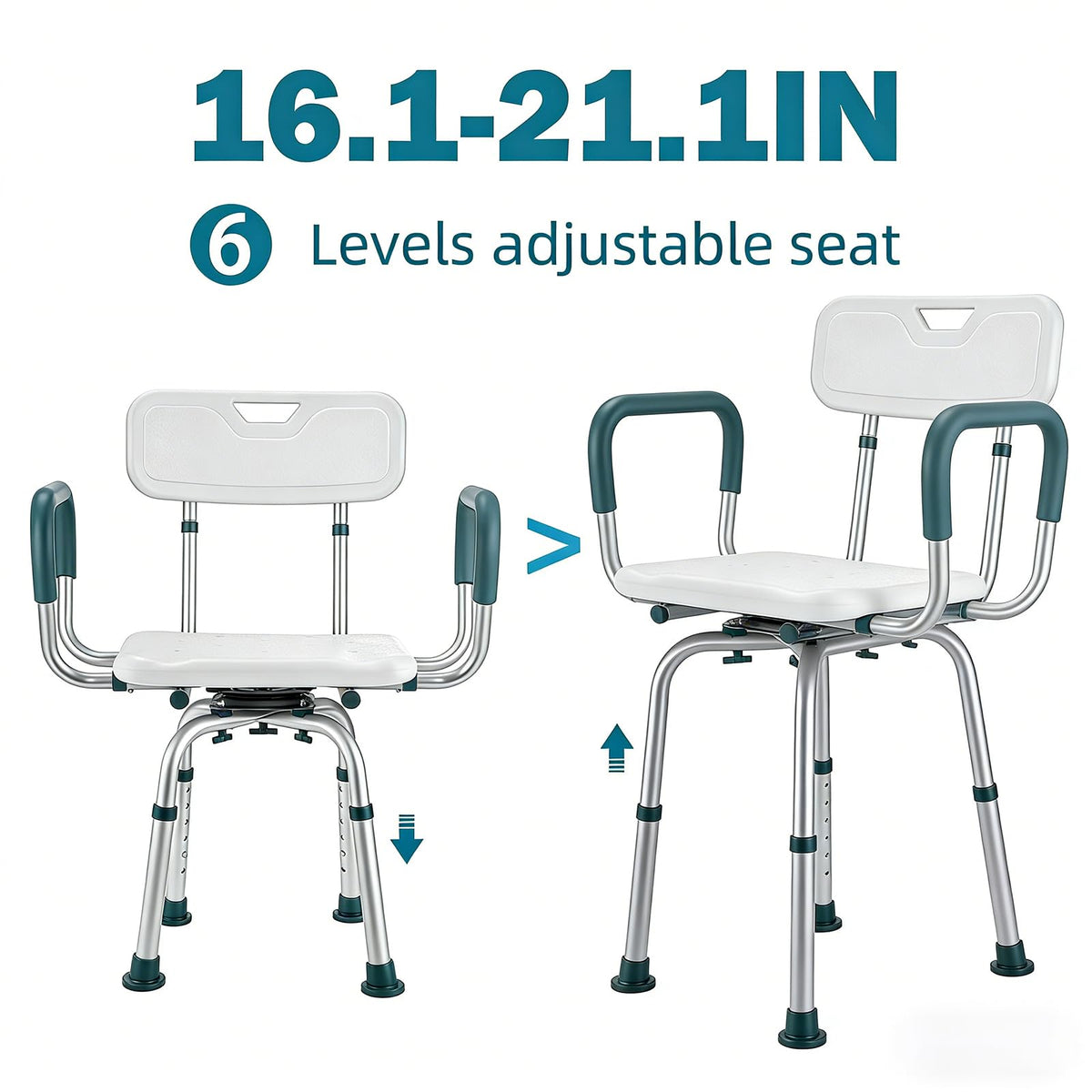 Heavy Duty Swivel Shower Chair with Arms and Back T155992