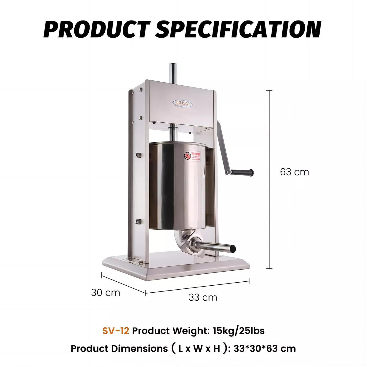 25 Lb Stainless Steel Vertical Sausage Stuffer V834856
