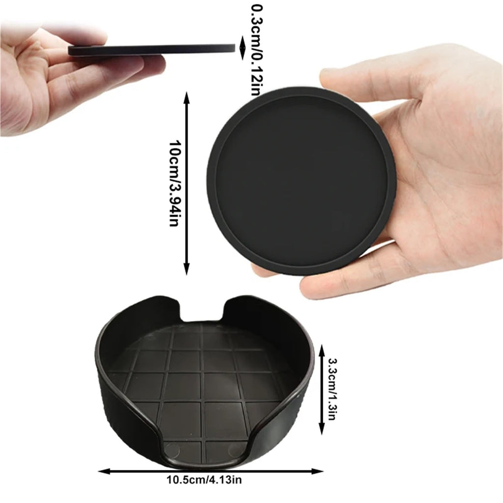 32 Pc Black Silicone Coasters B346368