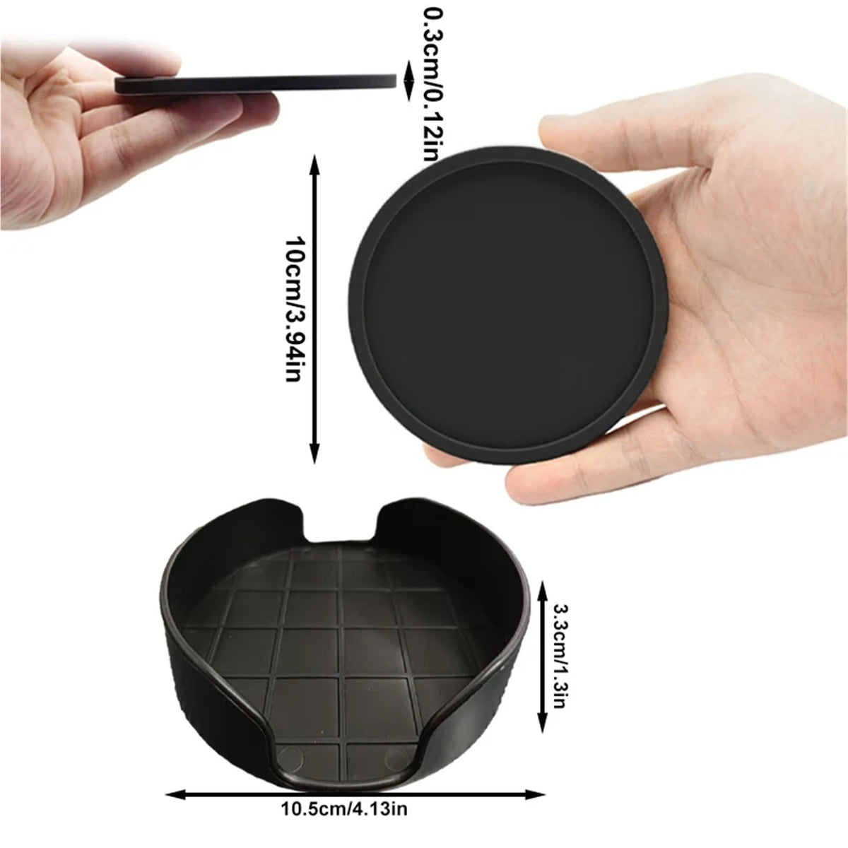 32 Pc Black Silicone Coasters B346368