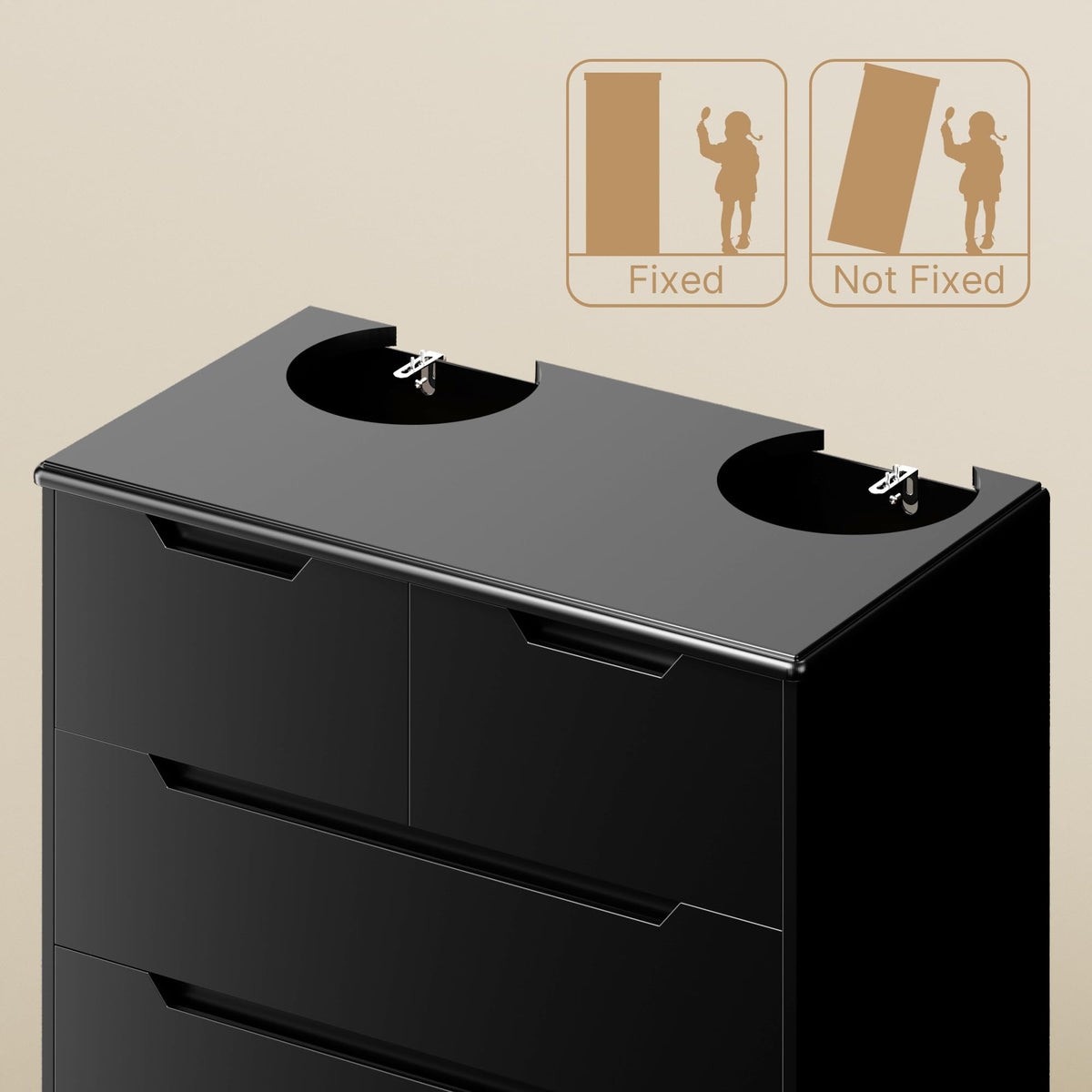 Black 6 Drawer Dresser Y6118