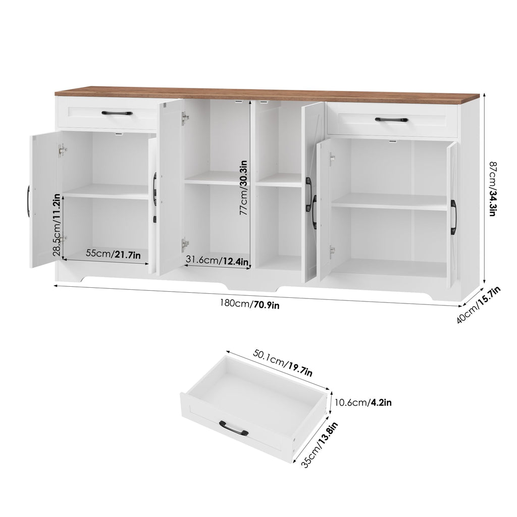 71” Large Kitchen Buffet Cabinet with Adjustable Shelves T610734