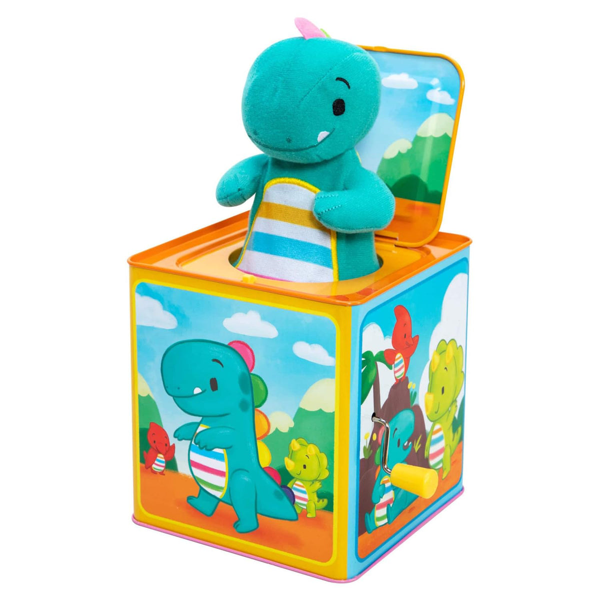 Baby Dino Jack in The Box Tin Musical Popping Toy A60910
