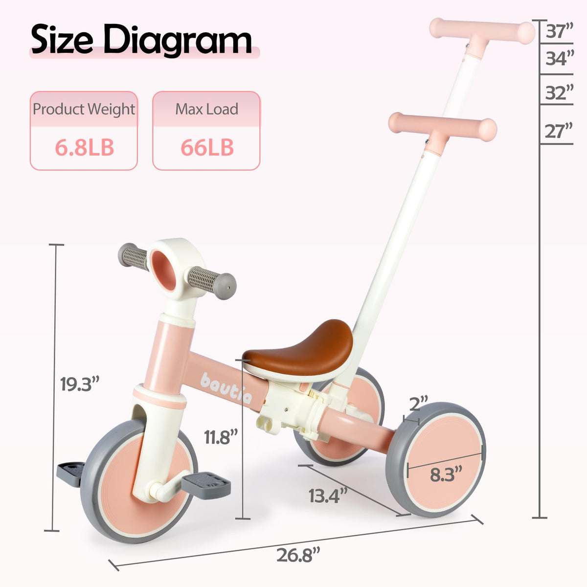 5 in 1 Toddler Bike with Push Handle A1307