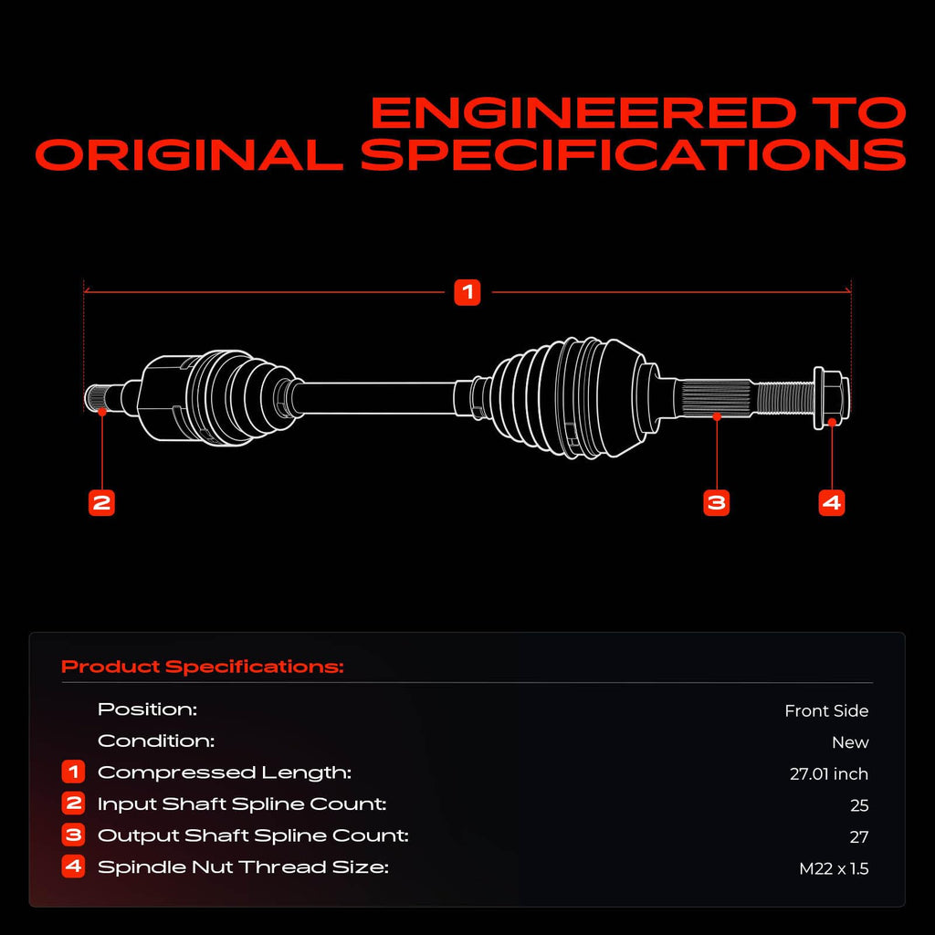 Front CV Axle Shaft Assembly M136