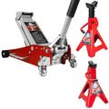 3 Ton Low Profile Aluminum and Steel Car Jack with Jack Stands, Red, 2 Pack R5297