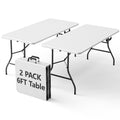 2 Pack 6ft Heavy Duty Folding Table White Z629