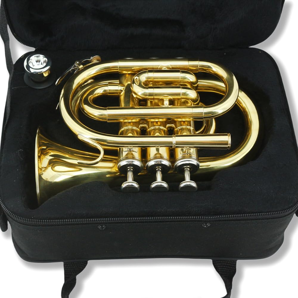 Bb Flat Brass Pocket Trumpet with 7C Mouthpiece Q525110