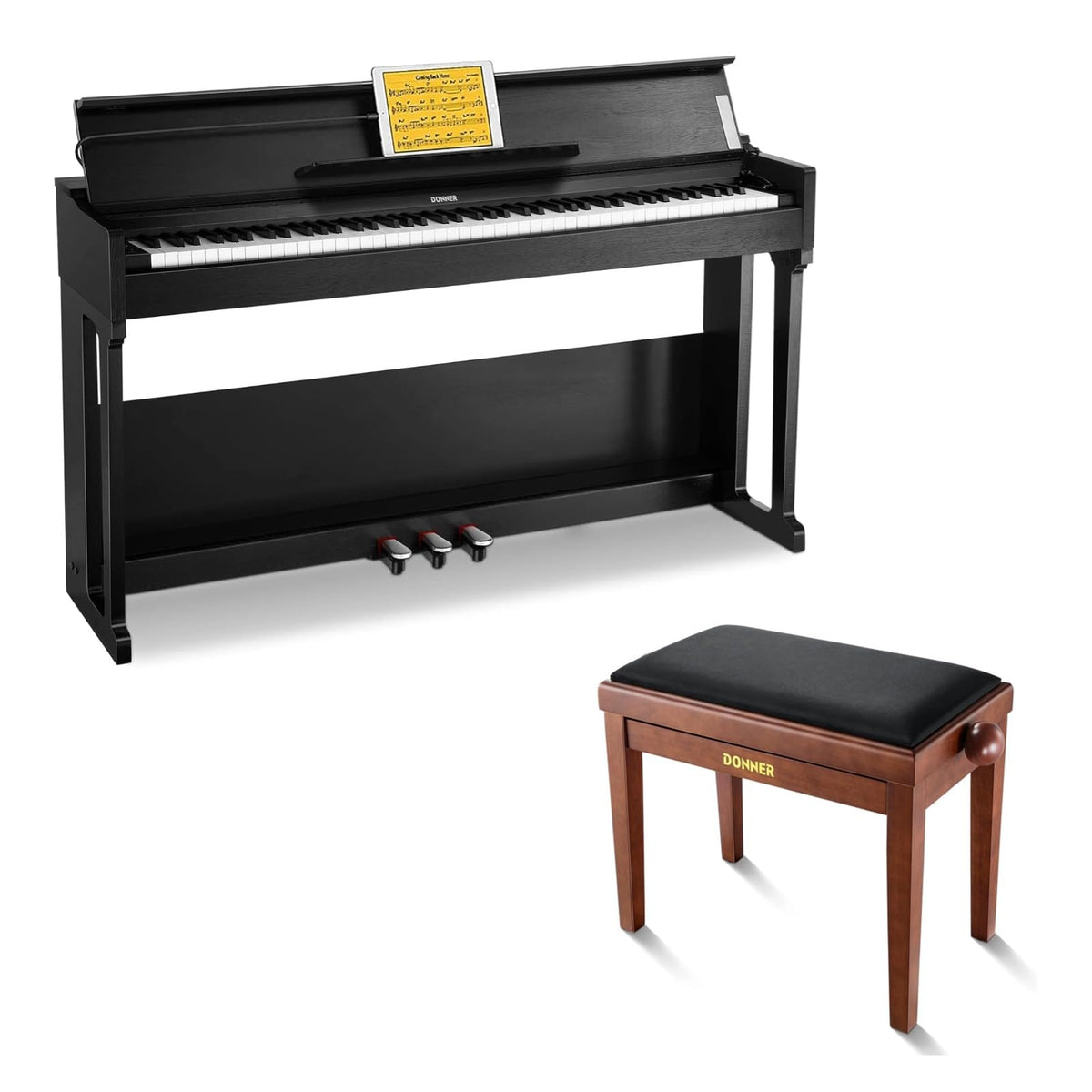 88-Key Weighted Action Digital Piano + Solid Wood Keyboard Bench S58774